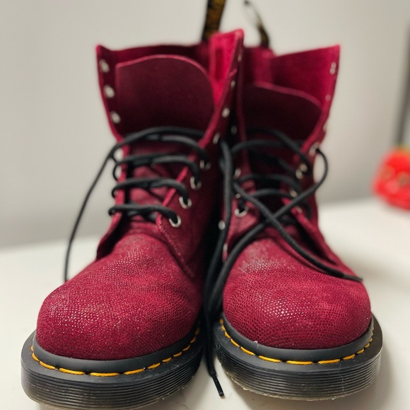 Doc Martens Pascal 1460 Pascal Fine Glitter Red Martens Shoes Dr